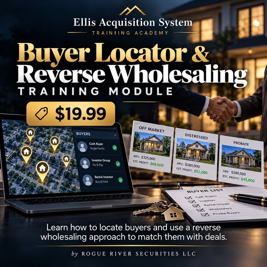 Buyer Locator & Reverse Wholesaling Training Module cover